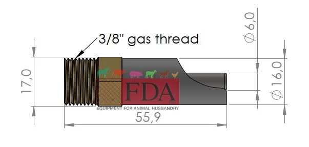 Dimensioni abbeveratoio a succhiotto per suini in ottone e acciaio inox