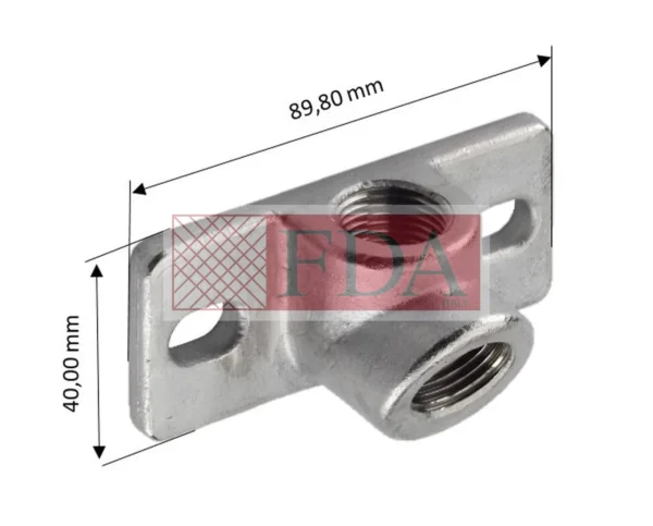 Supporto a muro pesante in acciaio inox per succhiotti, con misure 89,8 mm x 40 mm