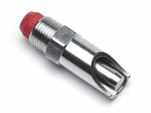 Adjustable high flow 1/2" nipple drinker for pigs with larger pin in stainless steel, model FDA-000012EP11TP