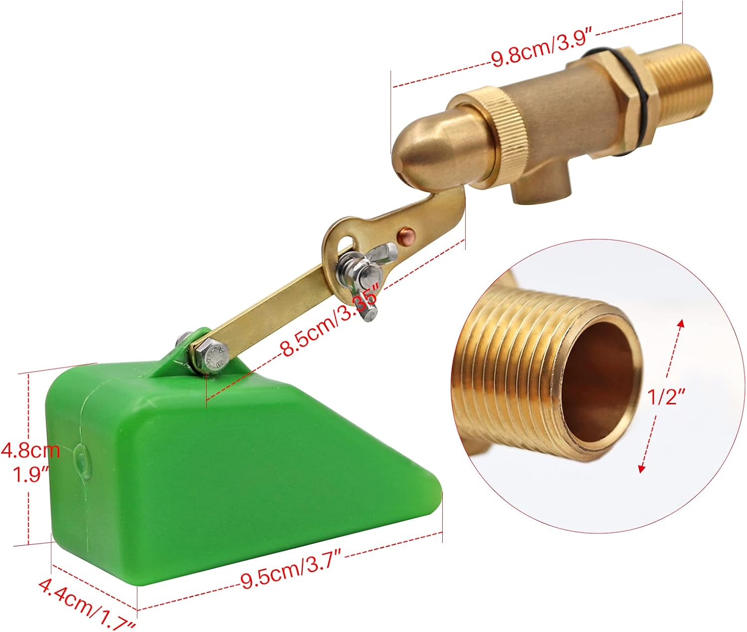 Dimensioni valvola galleggiante FAR15B in ottone 1/2 per abbeveratoi